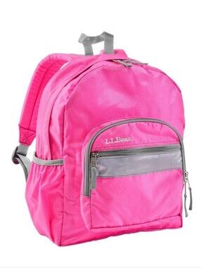 L.L. Bean Bright Pink Original Bookpack JR II  Kids Backpack with Gray Accents